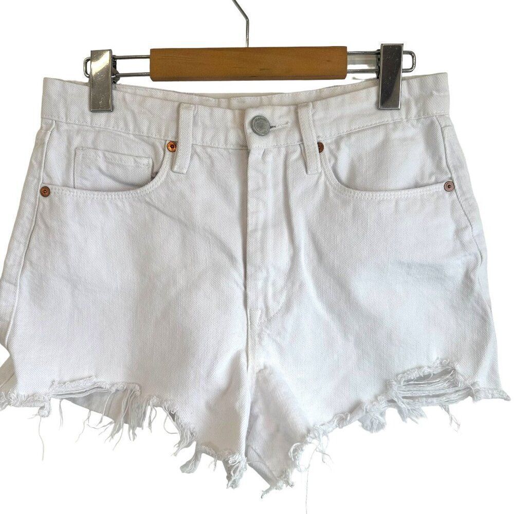 Blank NYC White The Reeve Ultra Hi-Rise Frayed Hem Jean Shorts Size 27